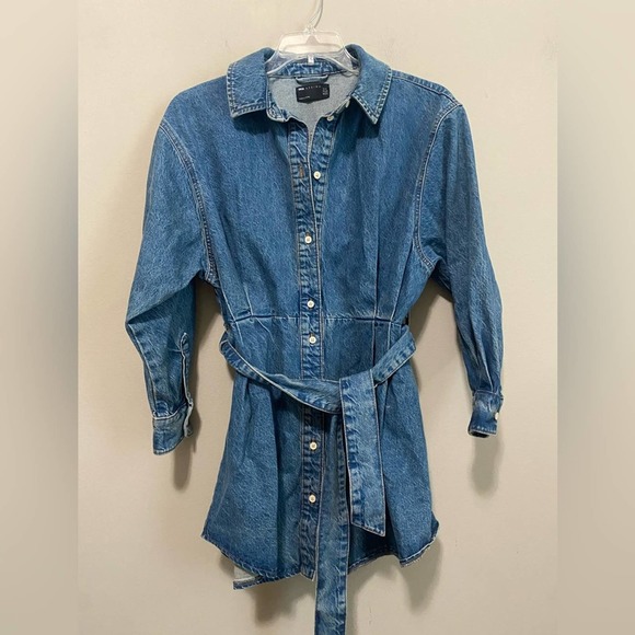 ASOS Denim Button Up Long Sleeve Dress Size 10P - Picture 5 of 11